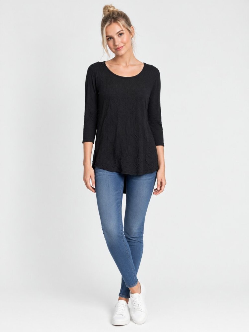 2/$30 TAHARI Scoop Neck Tunic Black Large #A4774